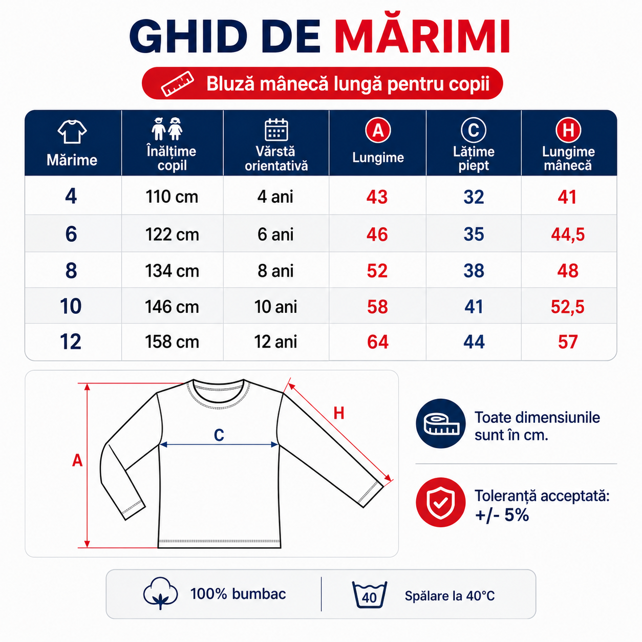 Set 3 bluze m&acirc;necă lungă copii, bumbac 100%, mărimi 4 6 8 10 12 ani, potrivite pentru școală și joacă